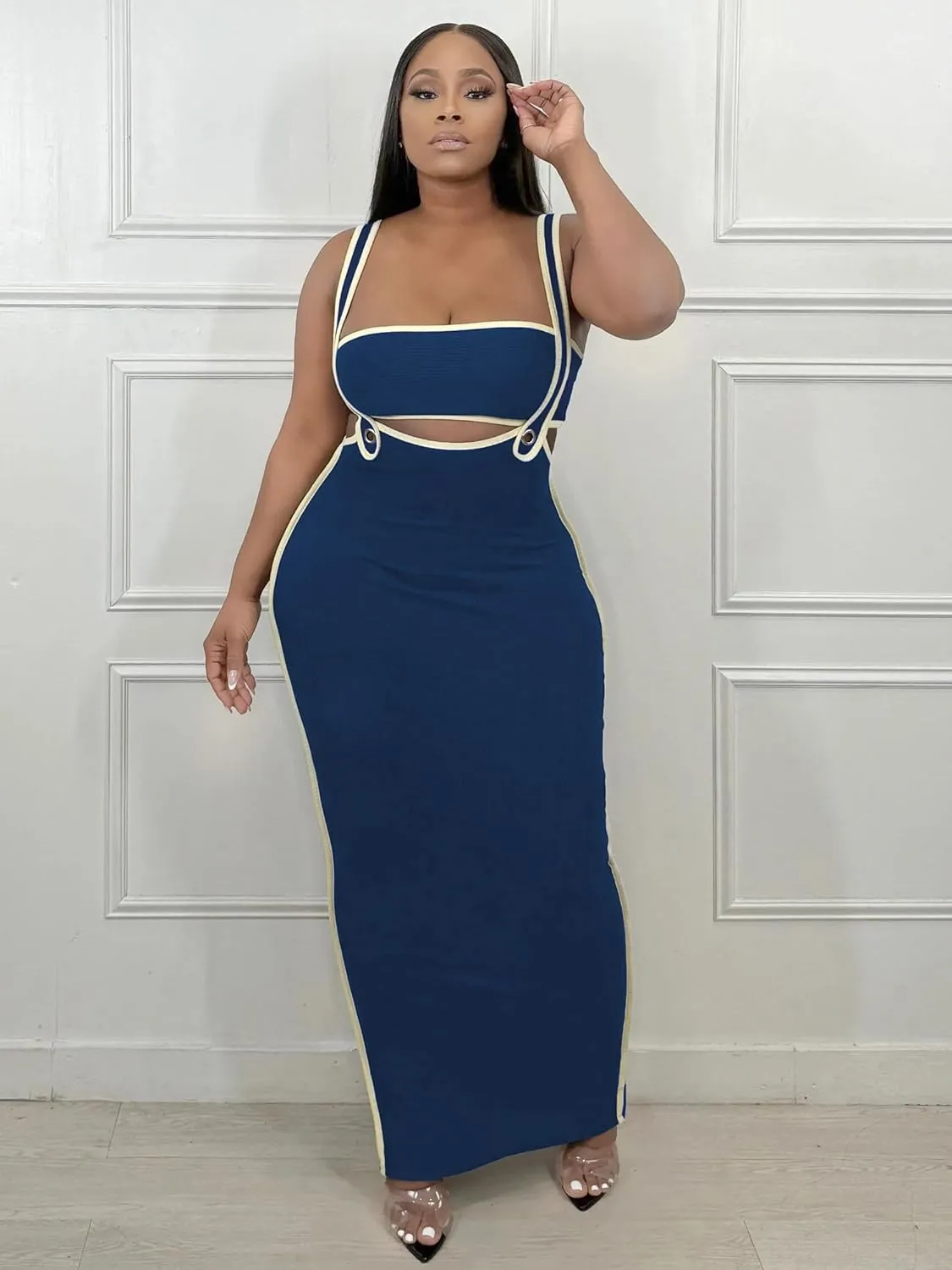 2 Piece Outfits for Women Summer Tube Crop Tops Sexy Bodycon Dresses Maxi Skirt Sets Vacation Jumpsuits Club Outfits