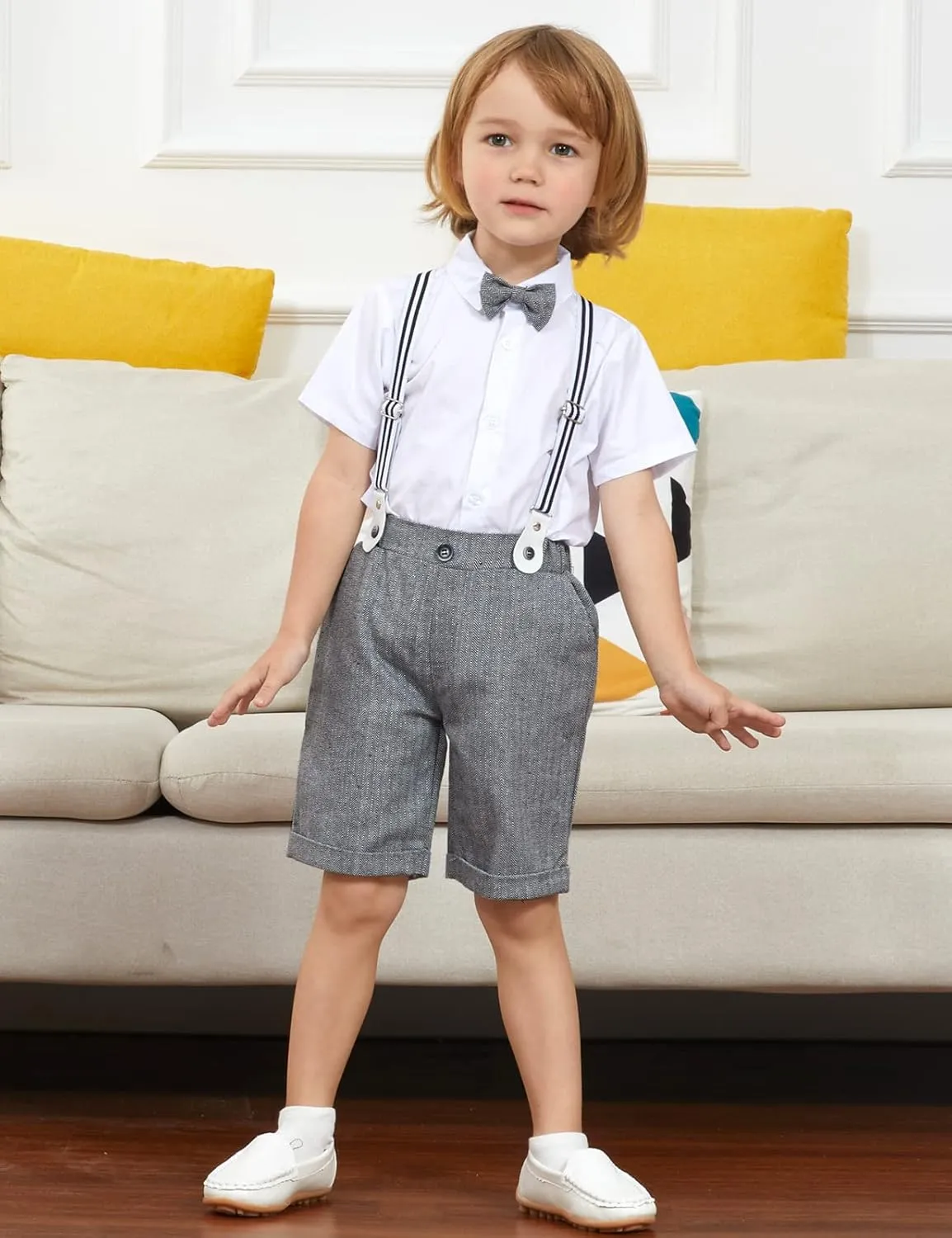 A&J DESIGN Baby Boys Gentleman Suit, 2Pcs Outfit Shirt & Pants
