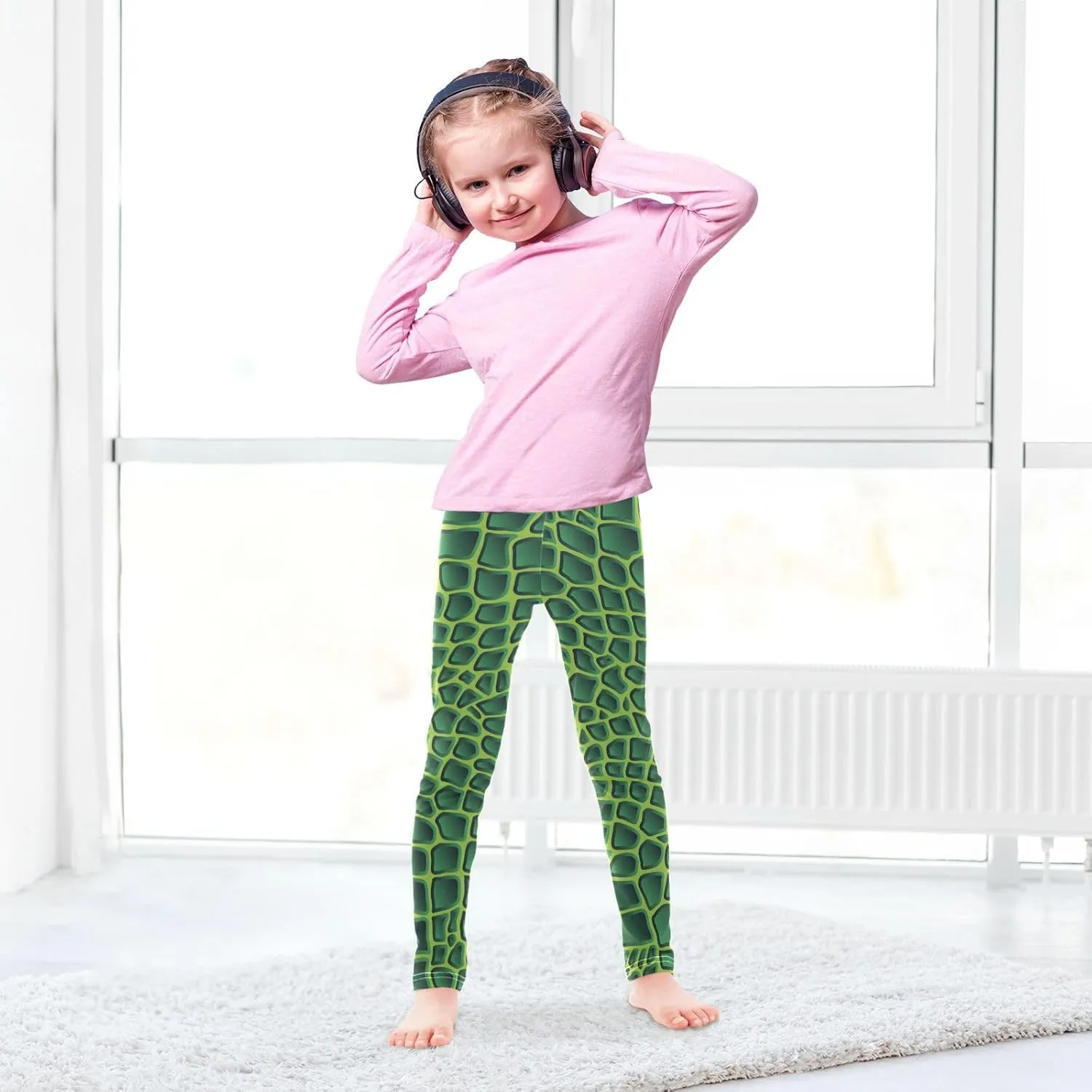 Aflyko Girls' Leggings Kids Workout Pants Dance Tights Ankle Length 4-10T