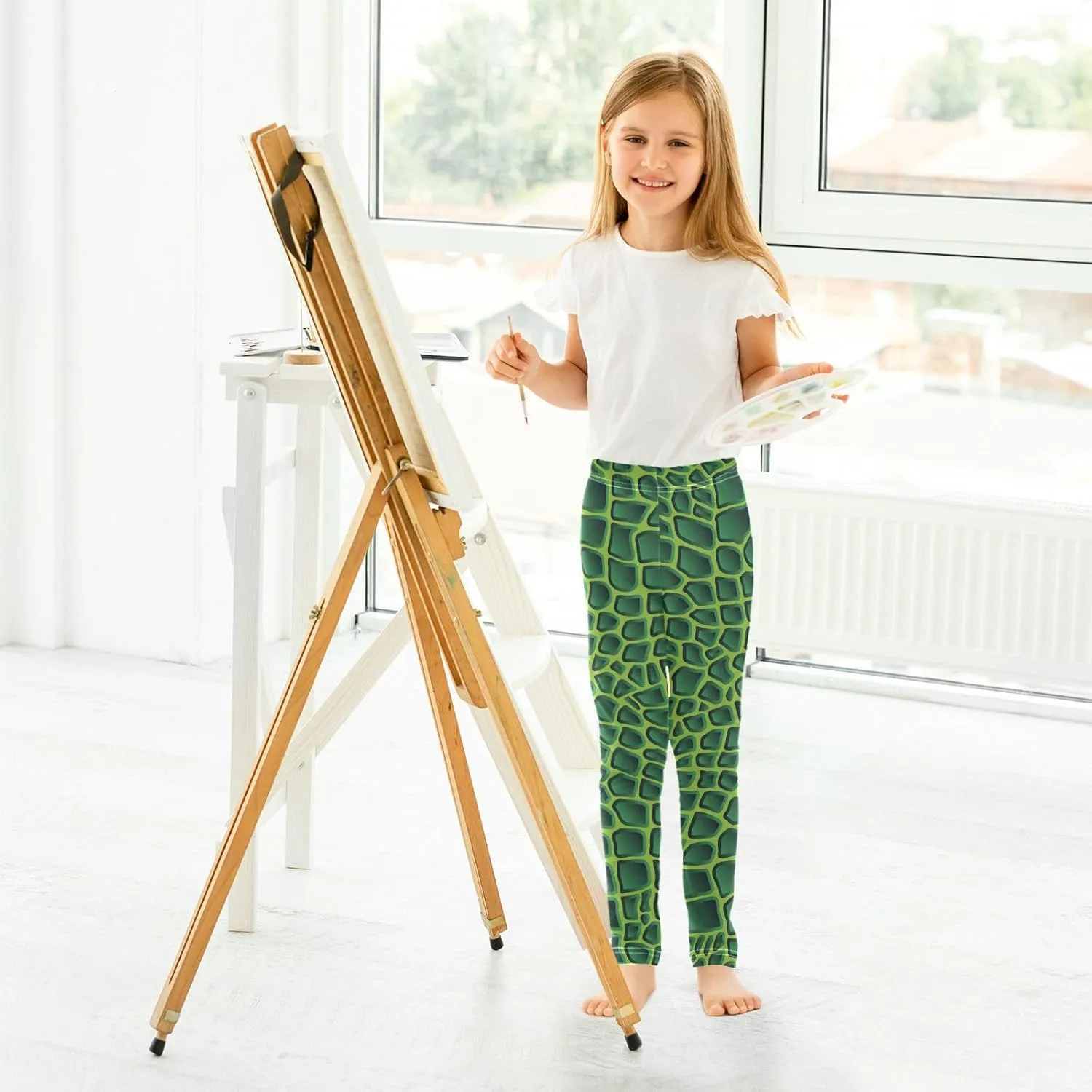 Aflyko Girls' Leggings Kids Workout Pants Dance Tights Ankle Length 4-10T