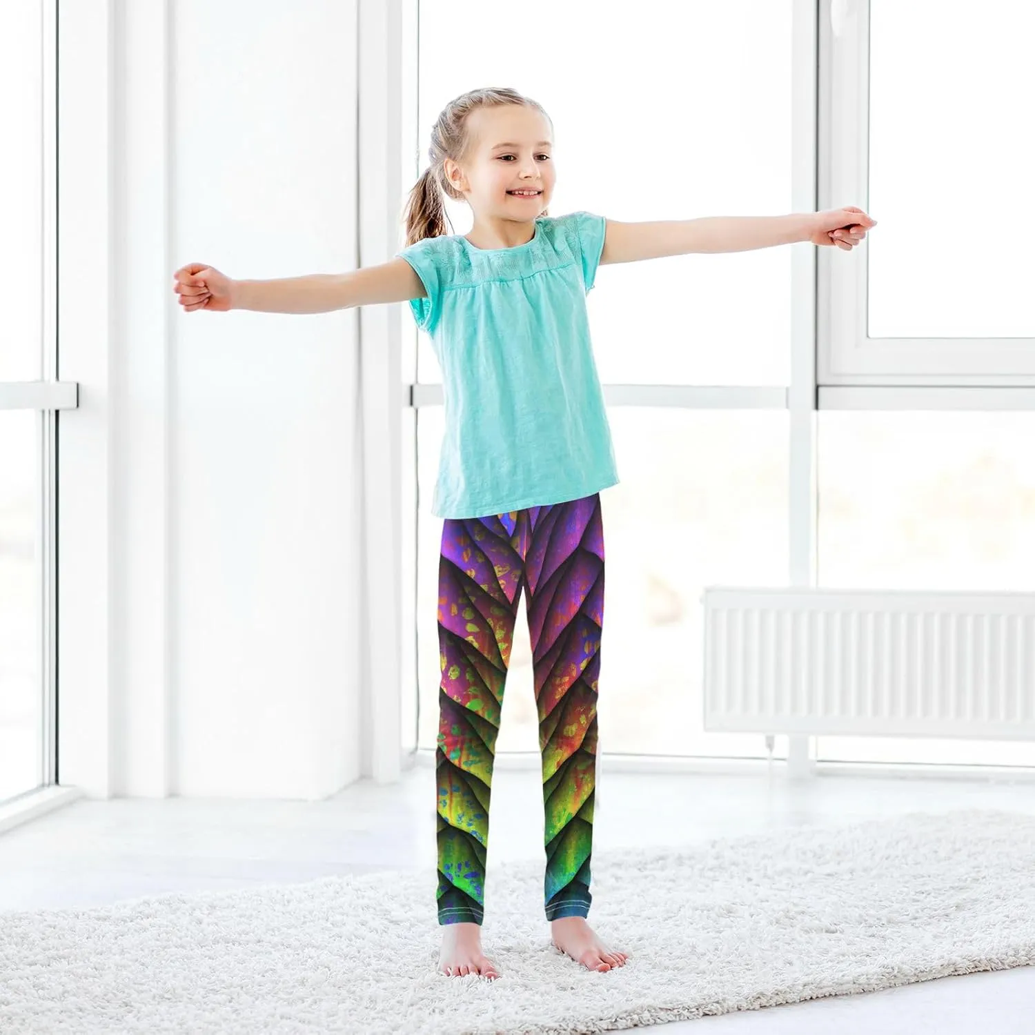 Aflyko Girls' Leggings Kids Workout Pants Dance Tights Ankle Length 4-10T