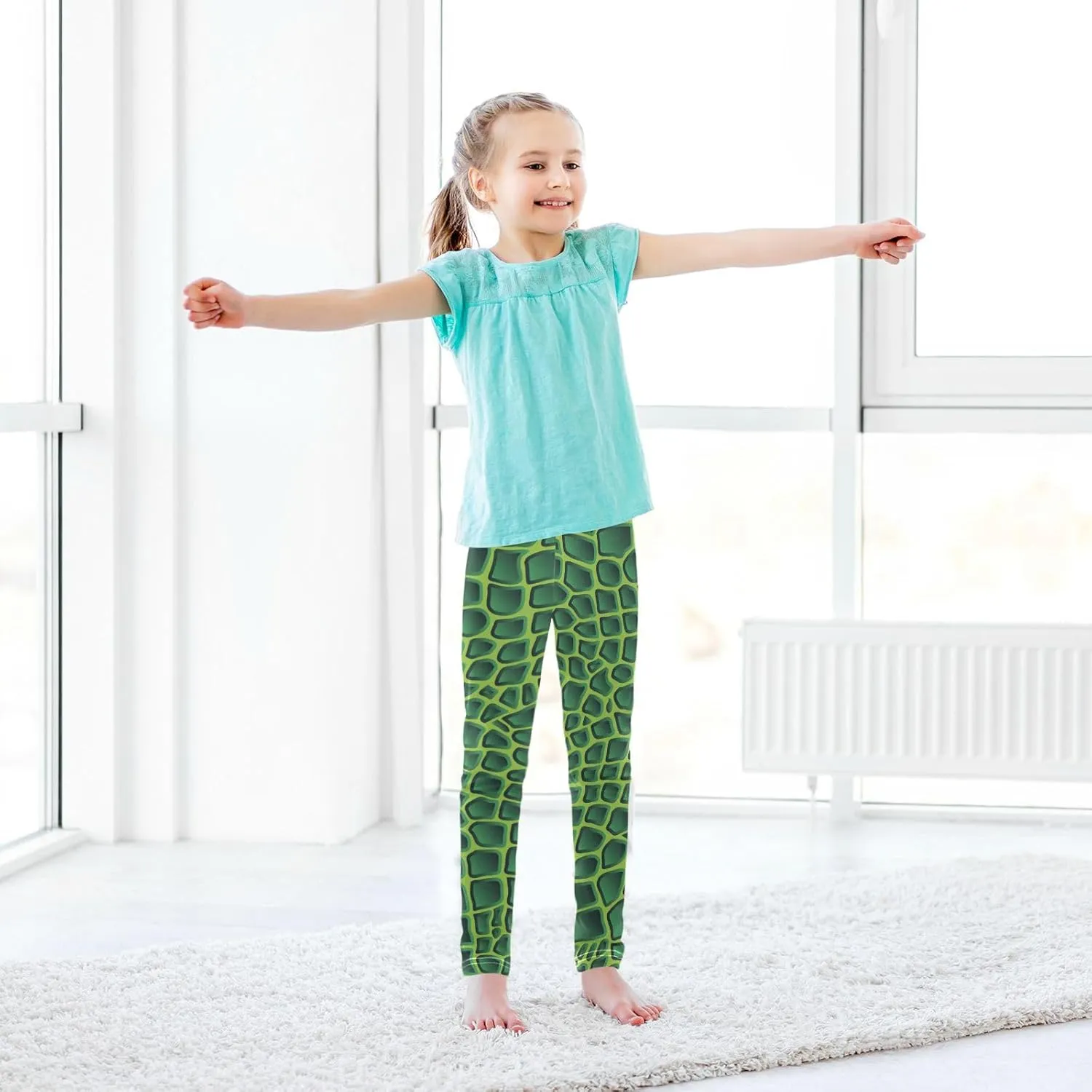 Aflyko Girls' Leggings Kids Workout Pants Dance Tights Ankle Length 4-10T