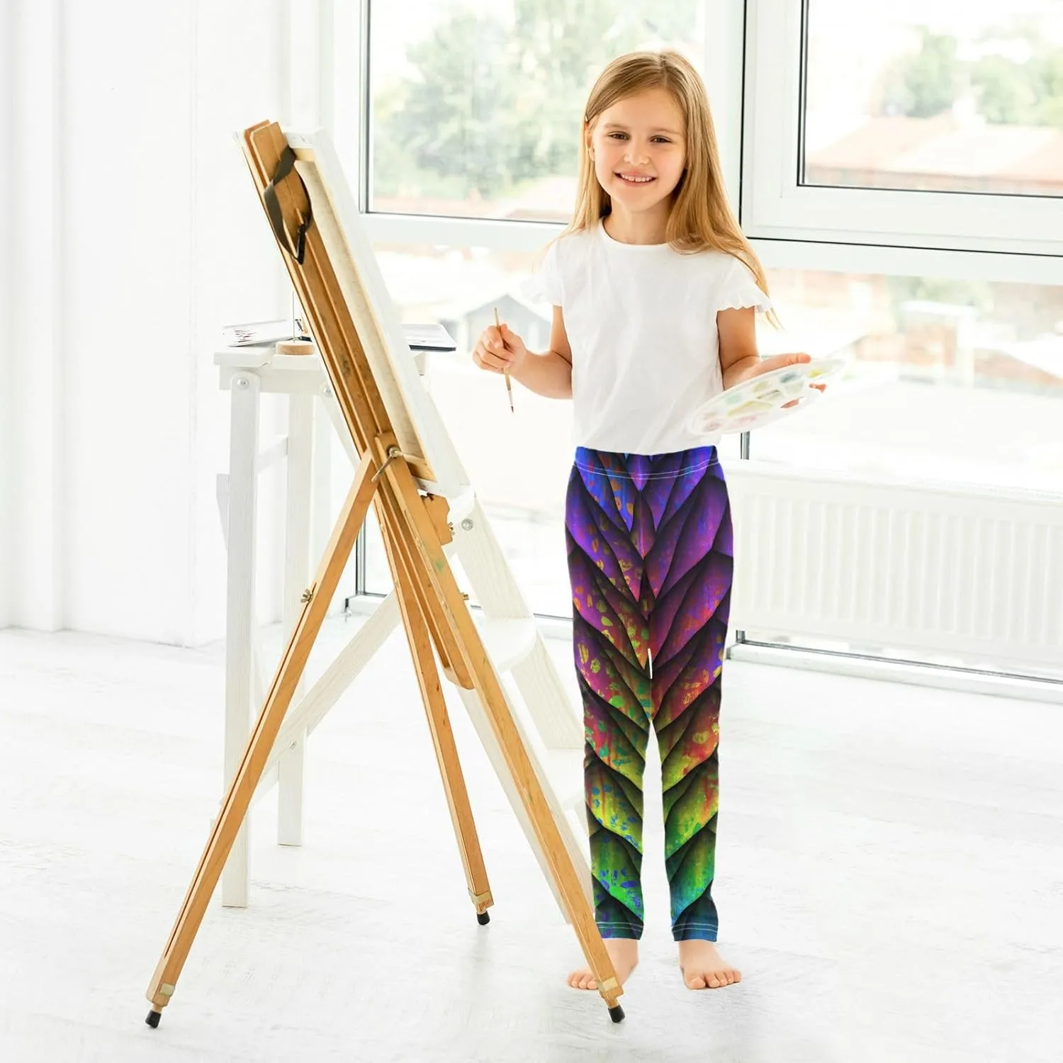 Aflyko Girls' Leggings Kids Workout Pants Dance Tights Ankle Length 4-10T
