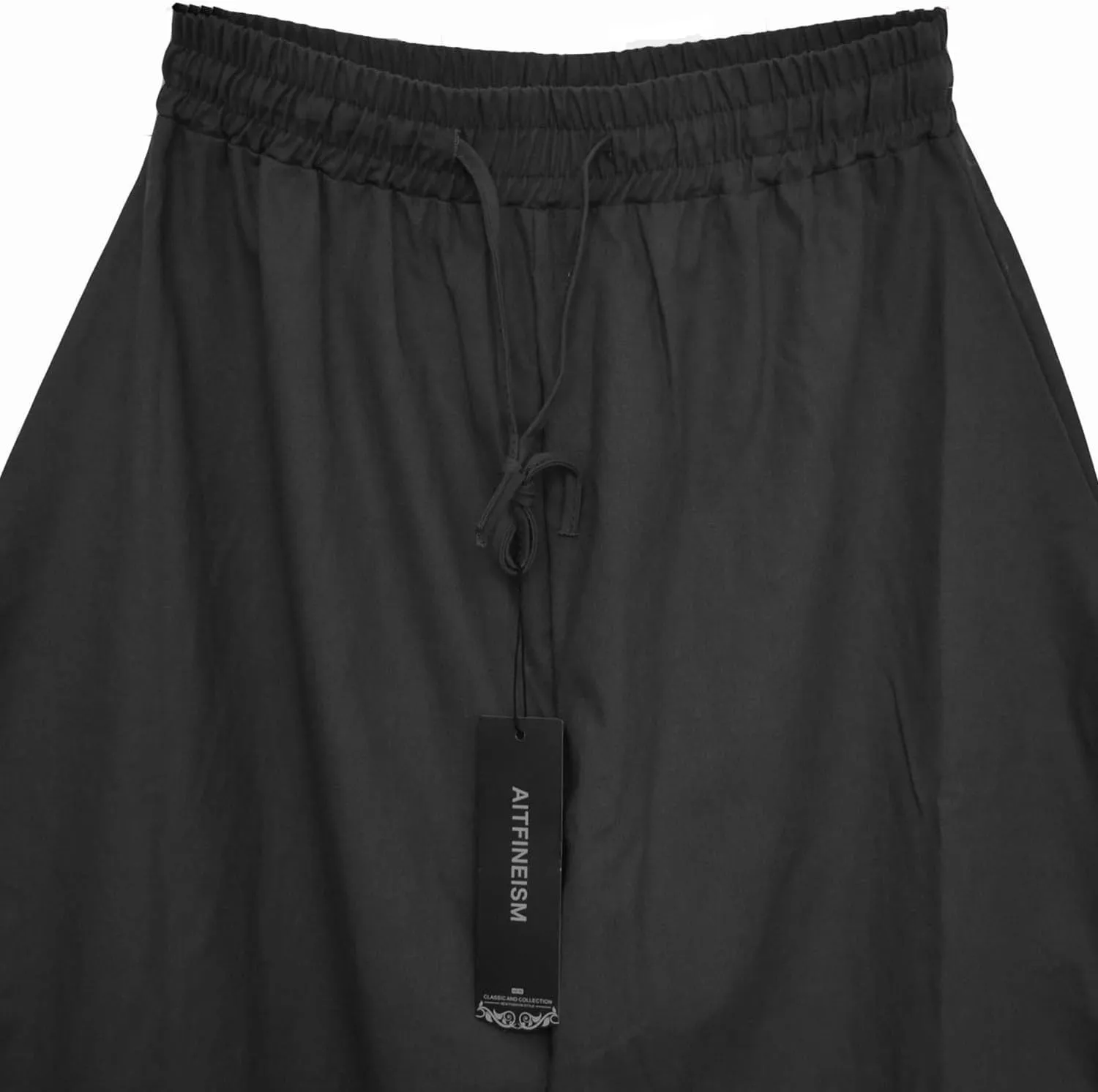 AITFINEISM Men's Drawstring Aladdin Hippie Harem Pants Loose Drop Crotch Trousers
