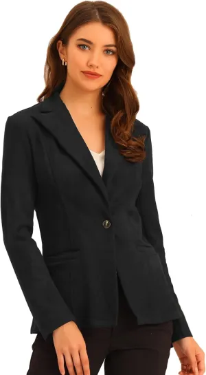 Allegra K Faux Suede Casual Blazer for Women's Lapel Collar Long Sleeve Work Office Jacket