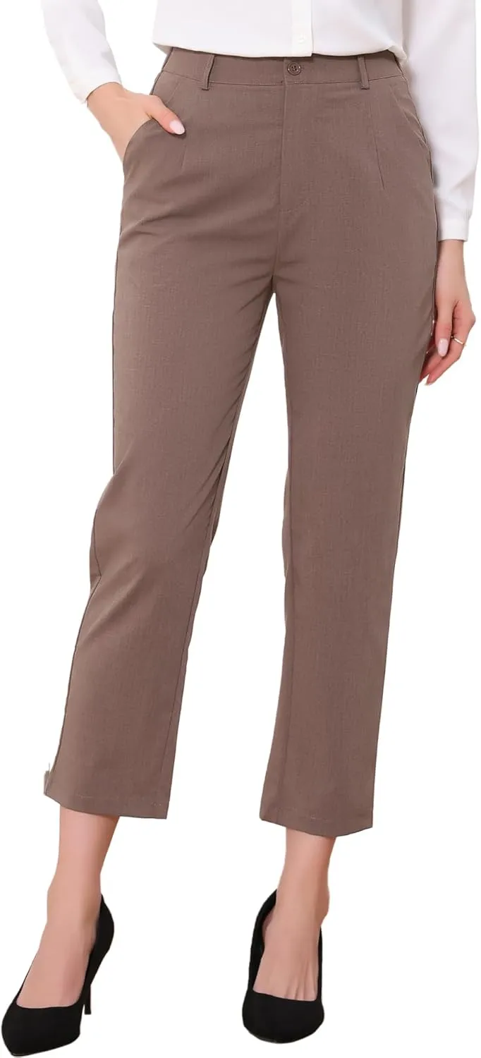 Allegra K Women's Work Dress Pants High Waisted Office Ankle Pants