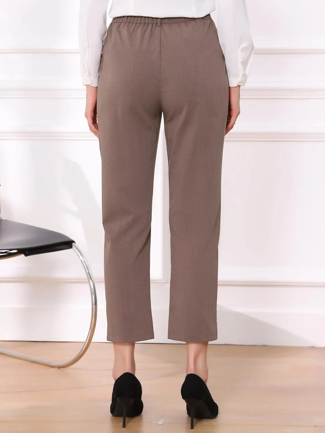 Allegra K Women's Work Dress Pants High Waisted Office Ankle Pants