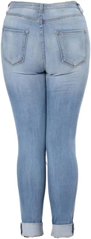Andongnywell Plus Size Ripped Stretch Jeans Women Slim Skinny Denim Jean High Waist Hole Trousers Pants