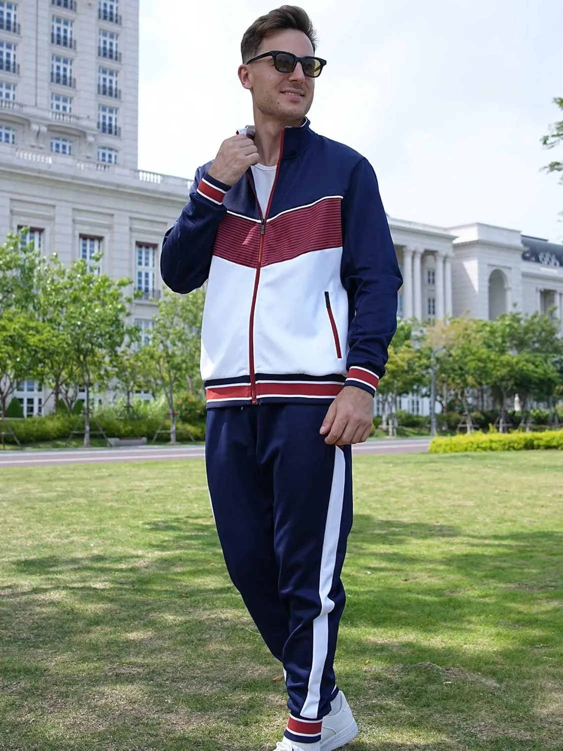 ANOTWENER Men's Casual 2 Piece Tracksuit Sets Long Sleeve Full Zip Jacket and Sweatpants Jogging Sport Outfits Sweatsuits