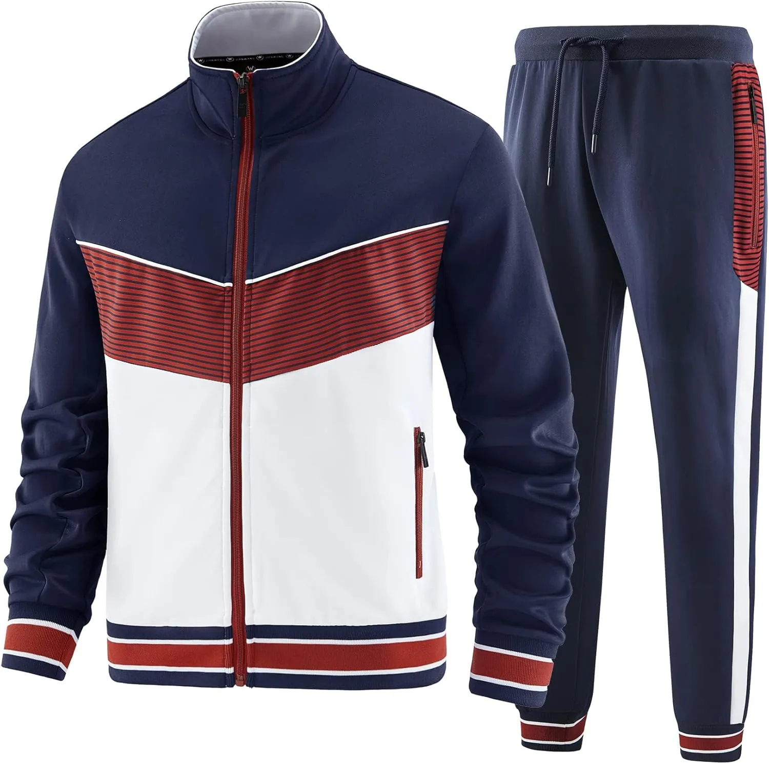 ANOTWENER Men's Casual 2 Piece Tracksuit Sets Long Sleeve Full Zip Jacket and Sweatpants Jogging Sport Outfits Sweatsuits