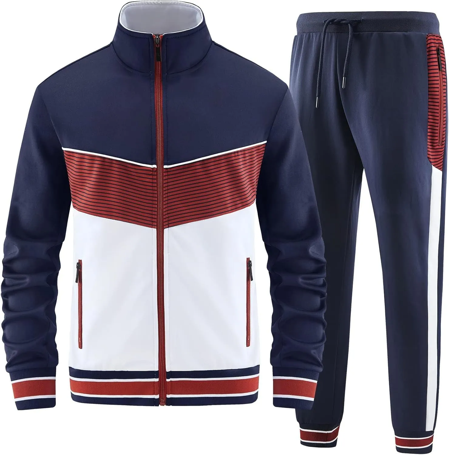 ANOTWENER Men's Casual 2 Piece Tracksuit Sets Long Sleeve Full Zip Jacket and Sweatpants Jogging Sport Outfits Sweatsuits