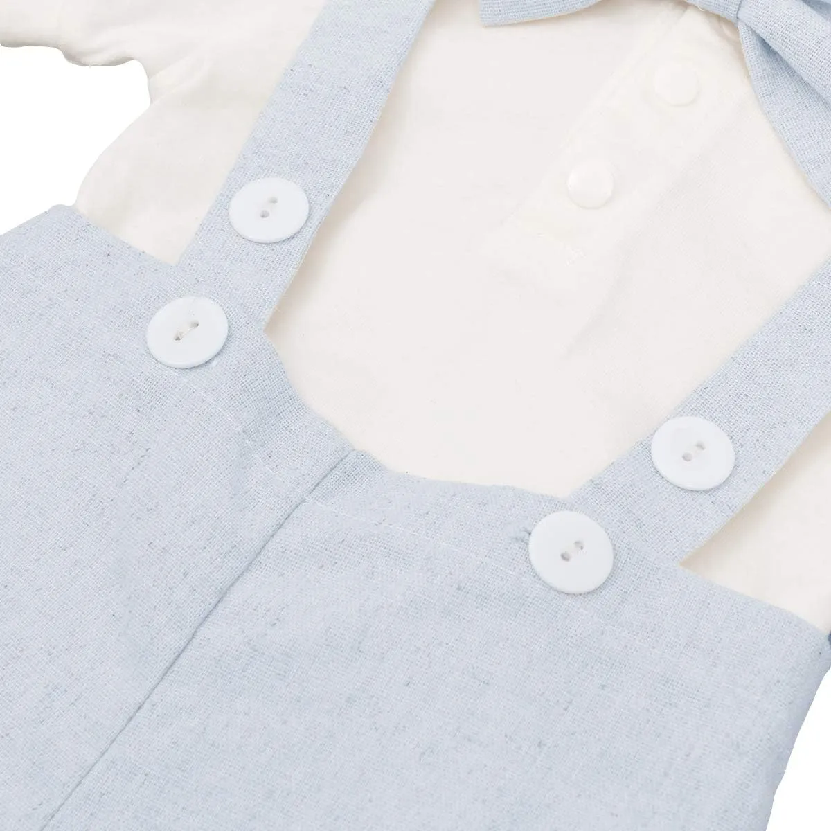 Baby Boys Formal Suit Set Short Sleeve Romper Suspenders Shorts Pants Bowtie Wedding Tuxedo Outfits Cake Smash Clothes