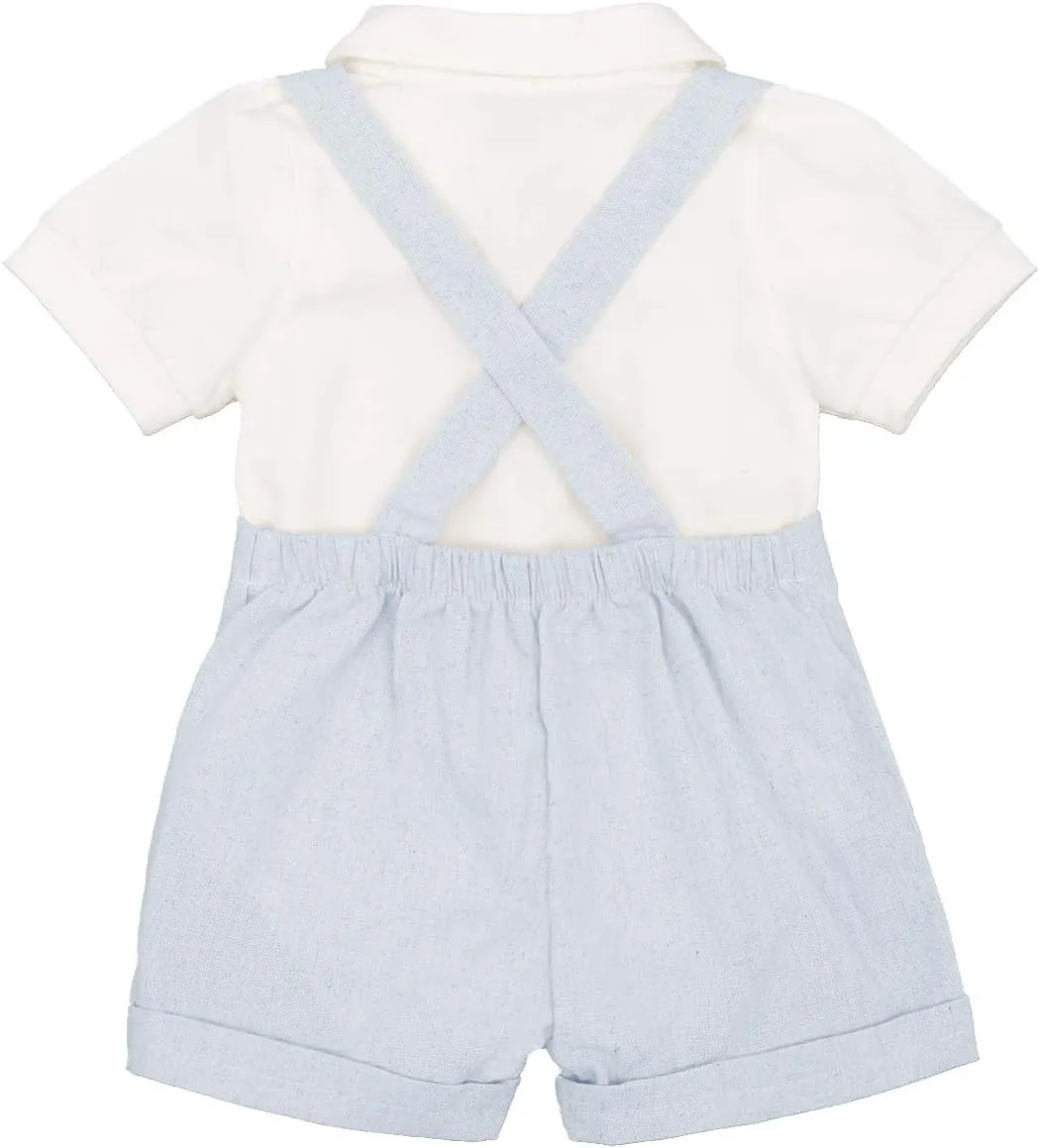 Baby Boys Formal Suit Set Short Sleeve Romper Suspenders Shorts Pants Bowtie Wedding Tuxedo Outfits Cake Smash Clothes