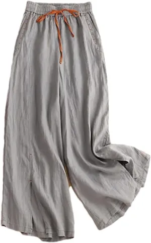 Bciopll Women 2025 Summer Solid Casual Pants Cotton Linen Wide-Leg Pant Ladies High Waist Loose Trousers