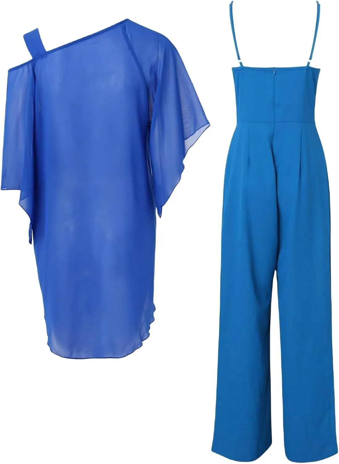 Bengbobar Pant Suits for Women Dressy 2 Piece Outfits Dressy Pant Suits Wedding Casual Chiffon Wide Leg Pant Jumpsuit Sets
