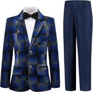 Boy Suits Formal Tuxedo Wedding Prom Suit for Teens Boys Jacquard Suits 3 Piece Blazer Jacket Pants Set with Bow Tie 2t-20