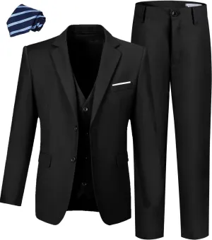 Boys' Suit Kids Formal Tuxedo Suits for Boys Wedding Outfits Dress Vest Pants Suspenders Set Adjustable Waist