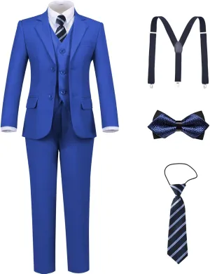 Boys Suit Kids Tuxedo Suits for Boys Adjustable Waist Vest Pants Suspenders Set Wedding Christmas Outfits