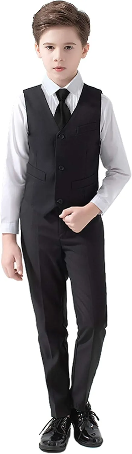 Boys Suits 5 Piece Slim Fit Suit for Kids Formal Ring Bearer Suits