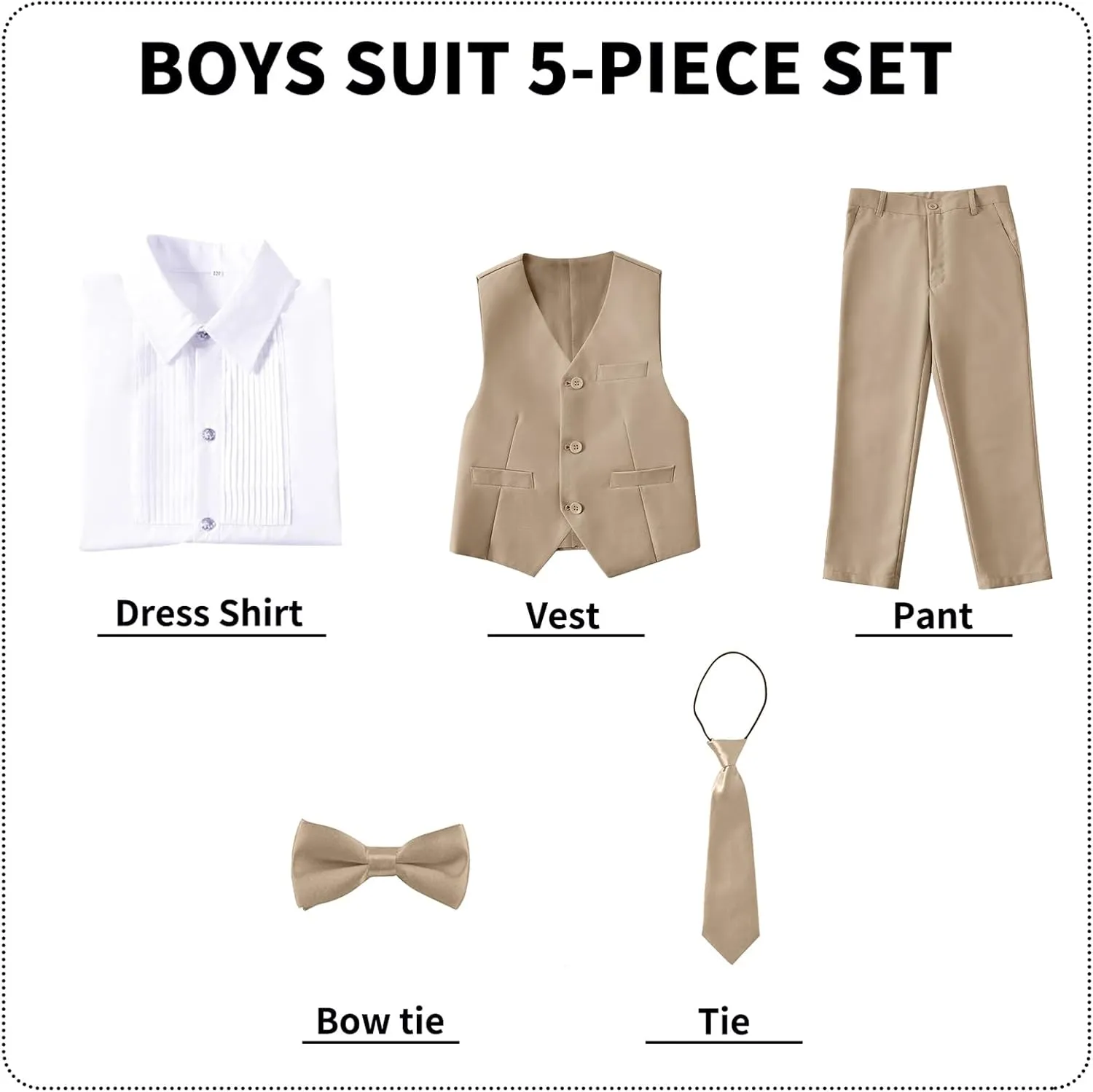 Boys' Suits Formal Slim Fit Tuxedo Boys Vest and Pants Set for Teens Dress Clothes Wedding Outfit with Tie and Bow Tie