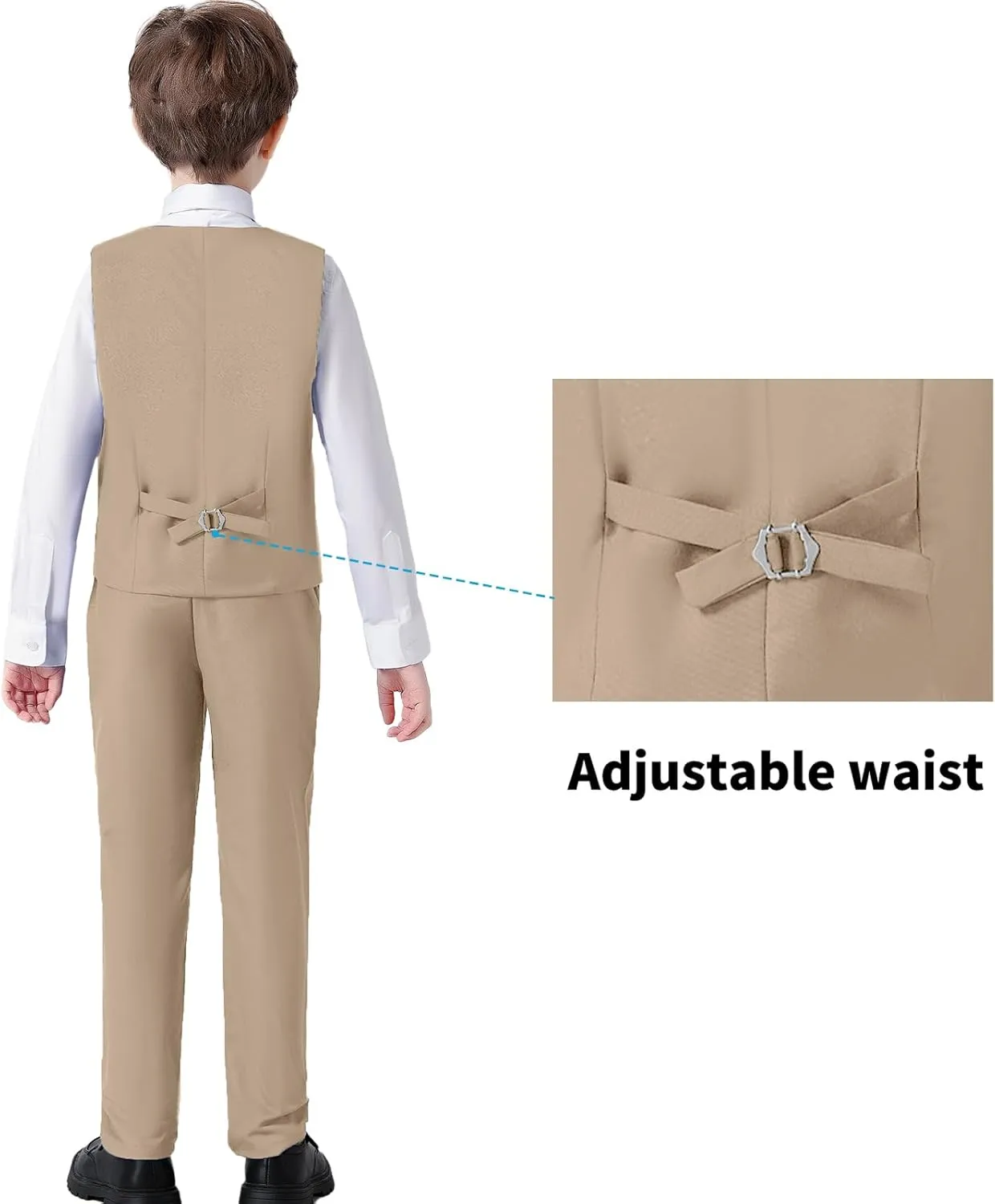 Boys' Suits Formal Slim Fit Tuxedo Boys Vest and Pants Set for Teens Dress Clothes Wedding Outfit with Tie and Bow Tie