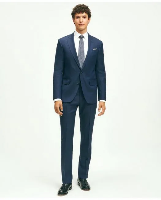 Brooks Brothers Men's Explorer Collection Classic Fit Wool Windowpane Suit Jacket Navy