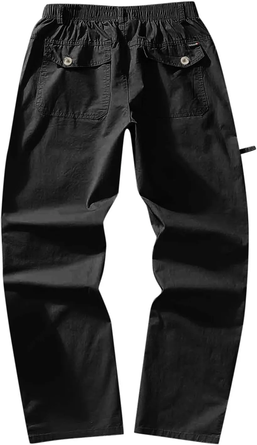 Cargo Pants for Men,Solid Long Pants Sweatpants Outdoor Multiple Pockets Pants Straight Type Fitness Trousers