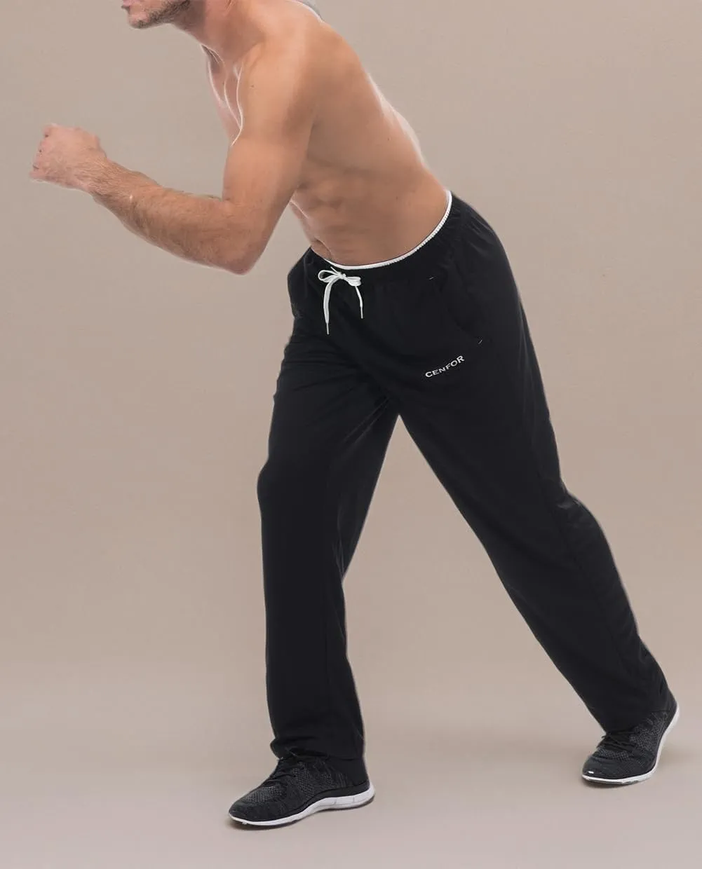 CENFOR Men's Sweatpants with Pockets Open Bottom Workout Pants, for Athletic, Jogging, Training, Casual