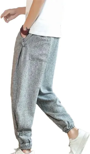 Chinese Style Men's Casual Pants Male Cotton Linen Trousers Spring Summer Harem Pants