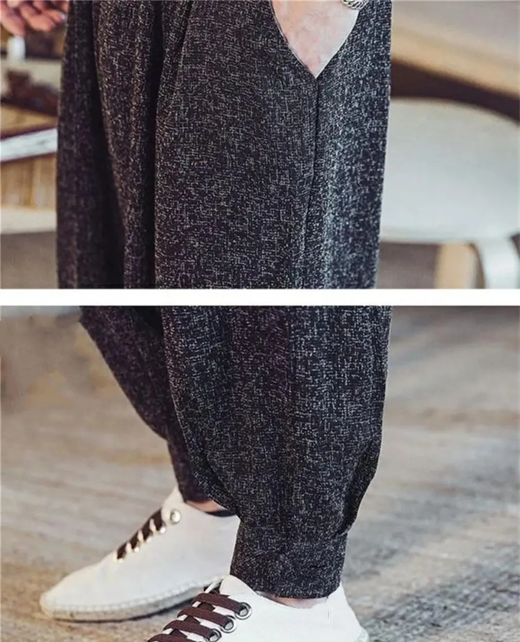 Chinese Style Men's Casual Pants Male Cotton Linen Trousers Spring Summer Harem Pants