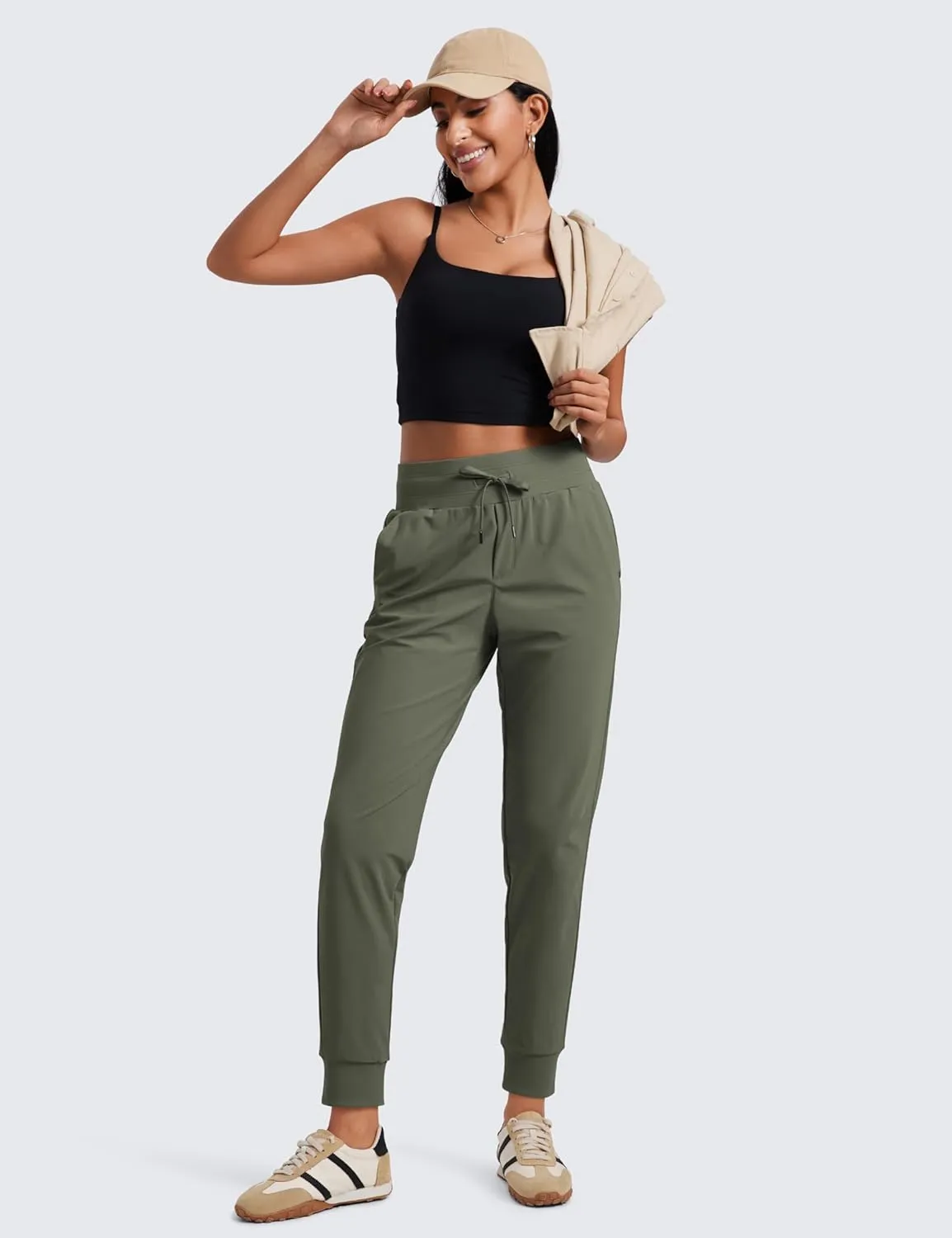 CRZ YOGA All Day Comfy Joggers for Women Golf Work Casual Hiking Travel Pants with Pockets