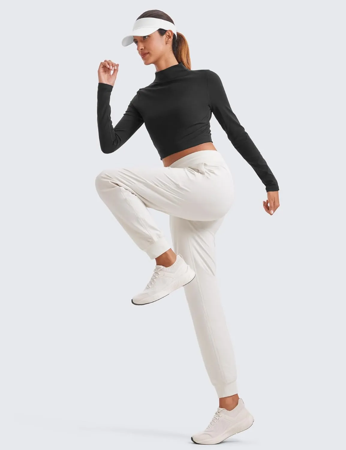 CRZ YOGA Casual Workout Jogger for Women 28.5" - Tapered Lightweight Stretch Athletic Outdoor Pants with Pockets