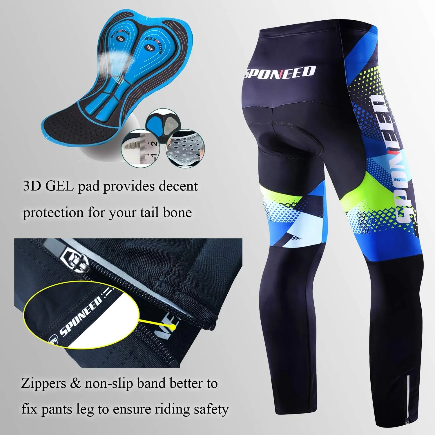 Cycling Pants for Men Road Bike Compression Tights Winter Biking Bottoms with Padding UV Proof