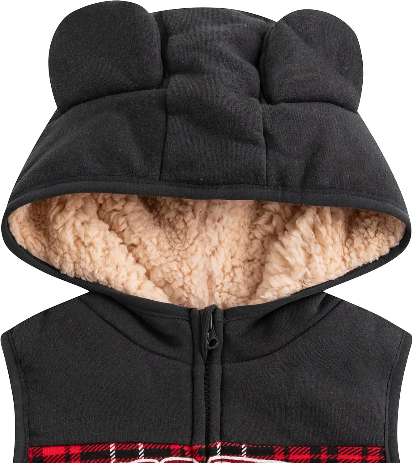 Disney Mickey Mouse Boys Sherpa Lined Hooded Vest, Fleece Pants, and Waffle Knit Crewneck Top 3 Piece Set for Toddlers