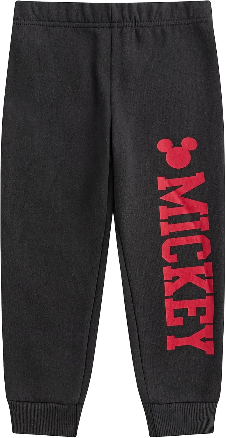Disney Mickey Mouse Boys Sherpa Lined Hooded Vest, Fleece Pants, and Waffle Knit Crewneck Top 3 Piece Set for Toddlers
