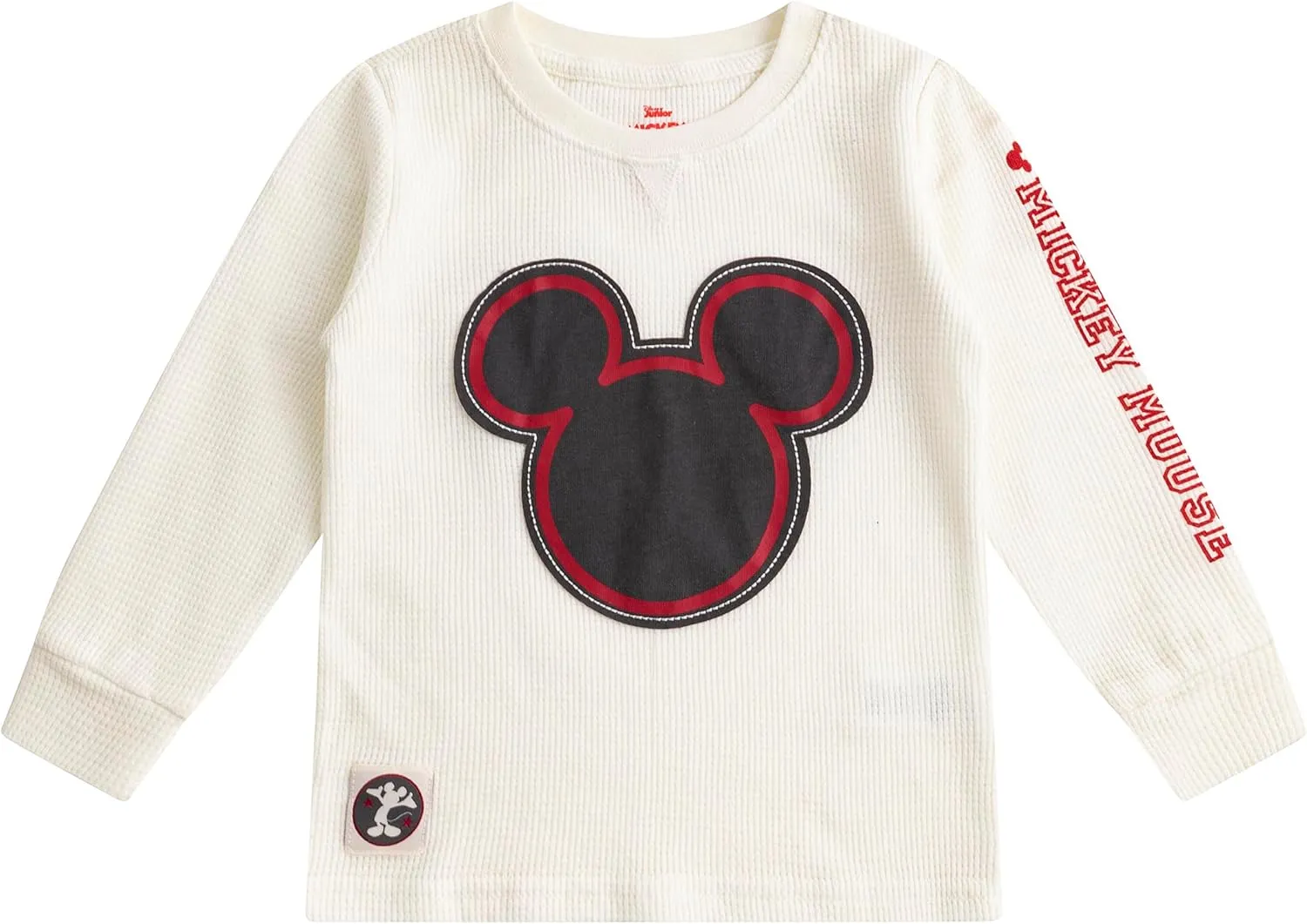 Disney Mickey Mouse Boys Sherpa Lined Hooded Vest, Fleece Pants, and Waffle Knit Crewneck Top 3 Piece Set for Toddlers