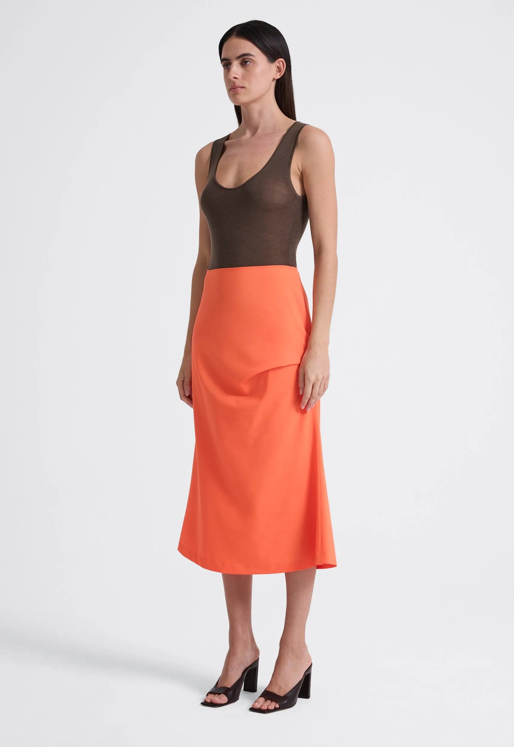 Edge Wool Midi Skirt- Fame