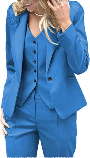 Fashion 3 Pieces Set Office Wedding Tuxedos Party Lady Blazer Business Suit Women Suits (Blazer Vest Pants)