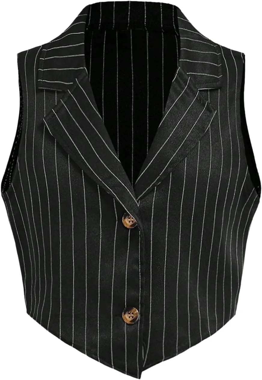 Floerns Girl's 2 Piece Outfits Elegant Striped Sleeveless Suit Vest & Long Elastic Casual Pants Set
