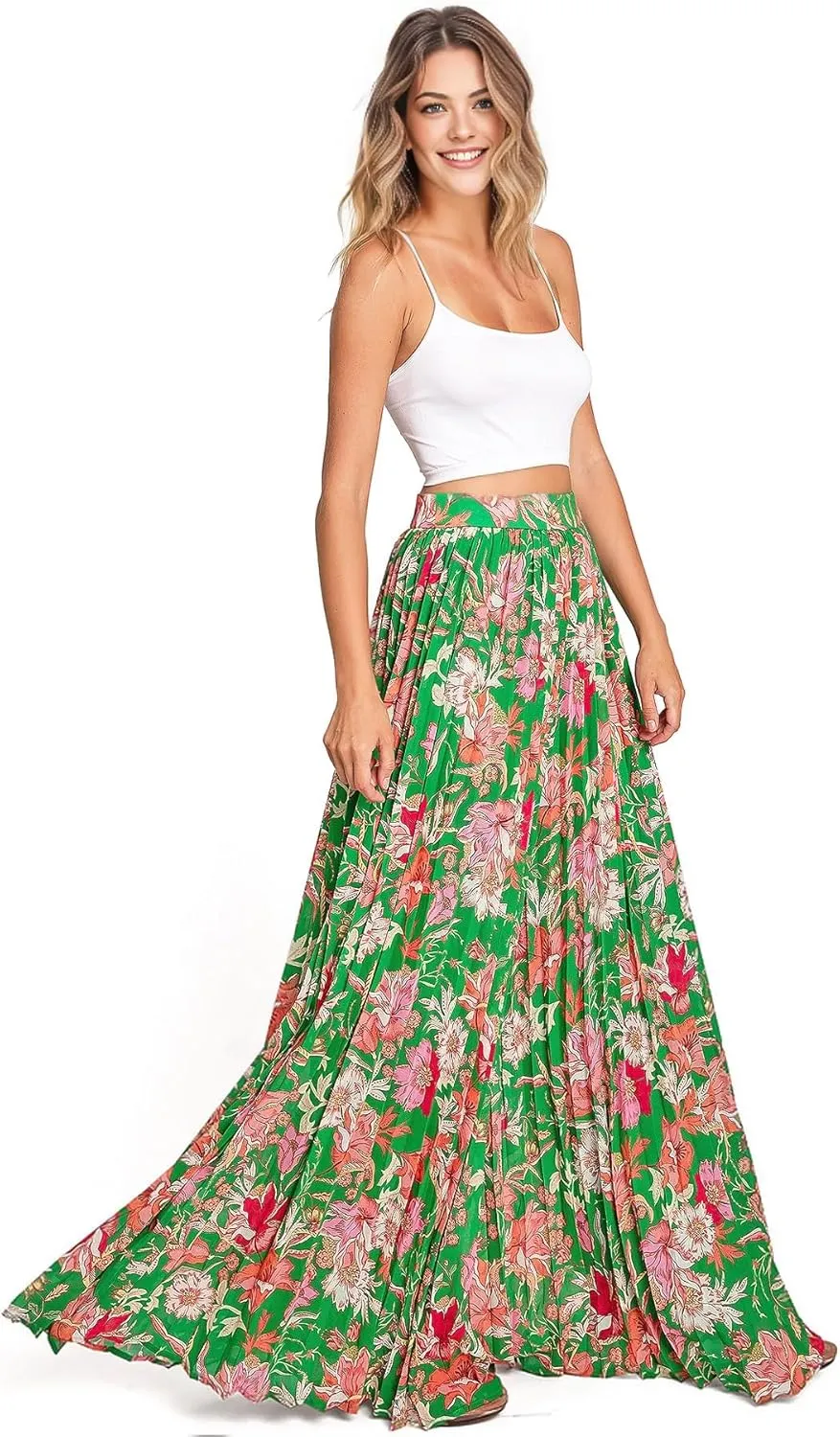 Flying Tomato Women's Tropical Floral Pleated Wide-Leg Dress Pants