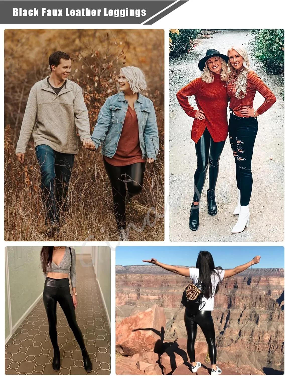 Ginasy Faux Leather Leggings for Women Tummy Control Stretch High Waist Pleather Pants with Thin Fleece Lined