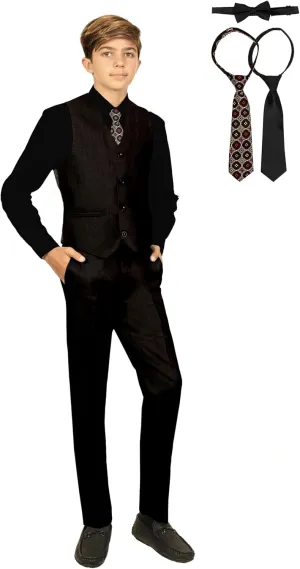 Gioberti 5 Piece Boys Formal Vest, Pants, Dress Shirt & Tie Set