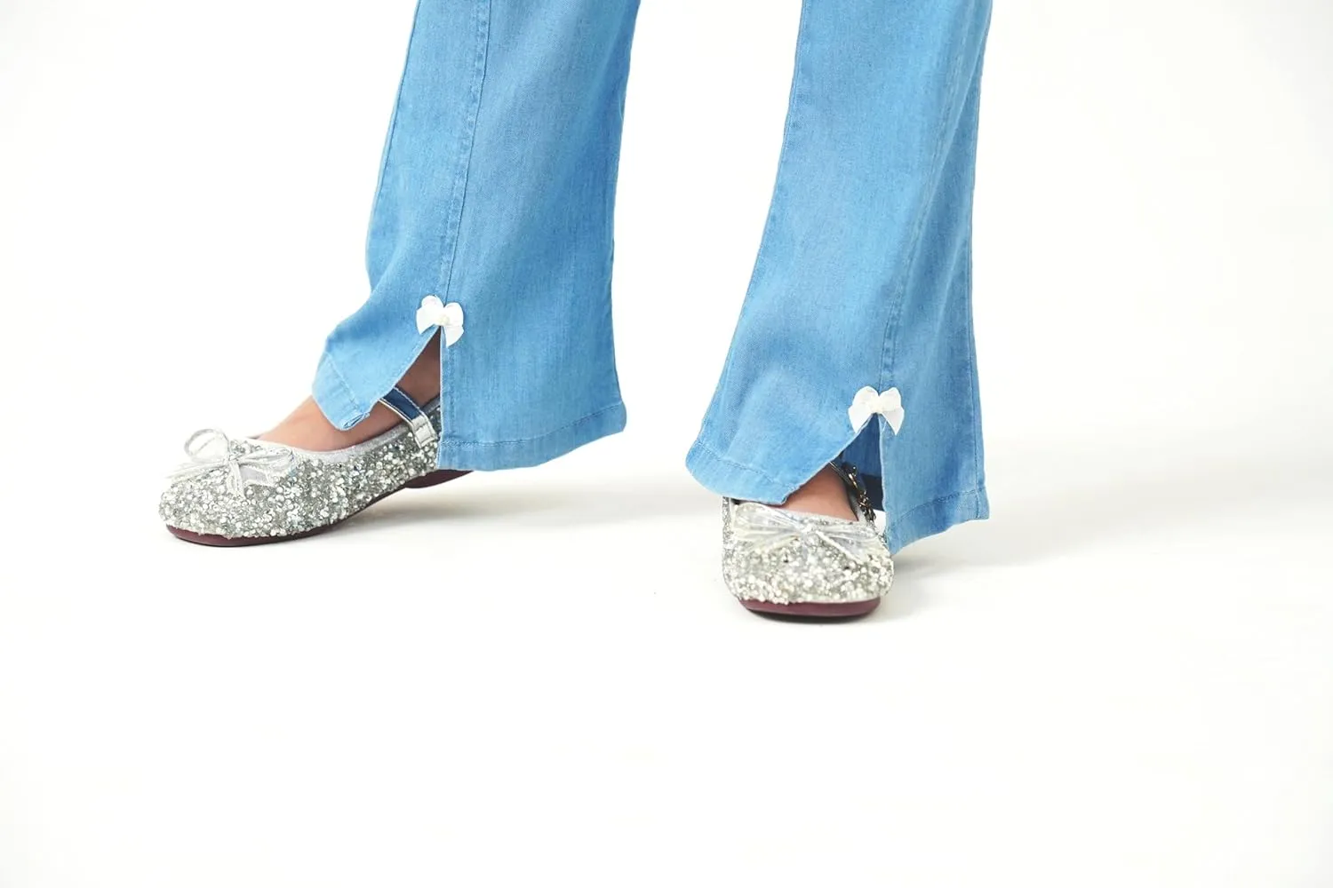 Girls Pants with Pockets Pull On Lightweight Bell Bottoms Straight Leg Baggy Jeans for Girls Flare School Pants