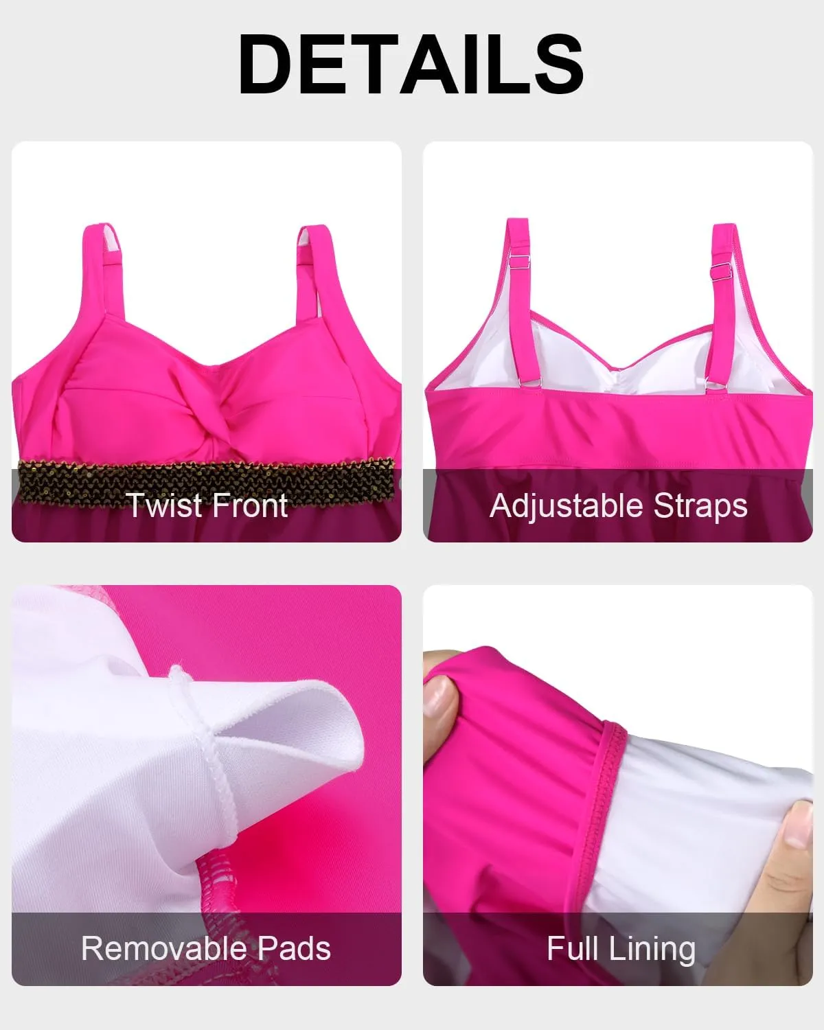 HEYTALALA Womens Plus Size Tankini Swimsuits 2 Piece Tummy Control Bathing Suit Flowy Swim Tank Tops with Boyshorts 2025