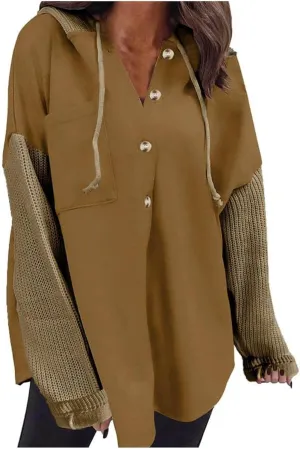 Hoodies for Women Oversized Sweatshirts Womens Loose Fit Casual Long Sleeve Button Hooded Sweatshirt Hoodie with Pockets