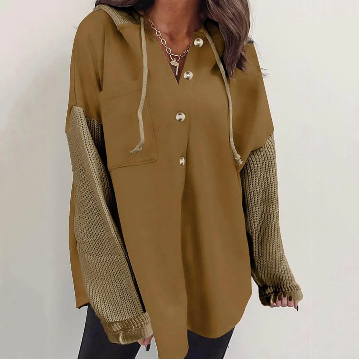 Hoodies for Women Oversized Sweatshirts Womens Loose Fit Casual Long Sleeve Button Hooded Sweatshirt Hoodie with Pockets