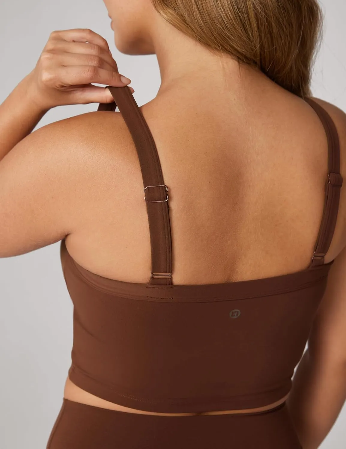 Hugcurve Adjustable Longline Sports Bra Square Neck Workout Tank Crop Tops for Women with Built in Bra Padded Camisole