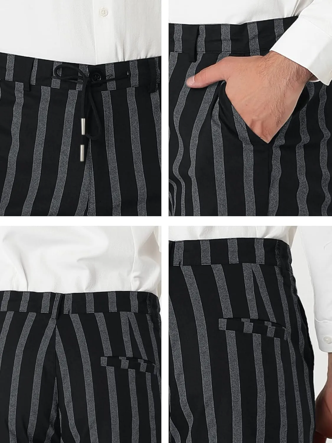 Lars Amadeus Men's Casual Striped Dress Pants Slim Fit Flat Front Contrast Color Skinny Trousers