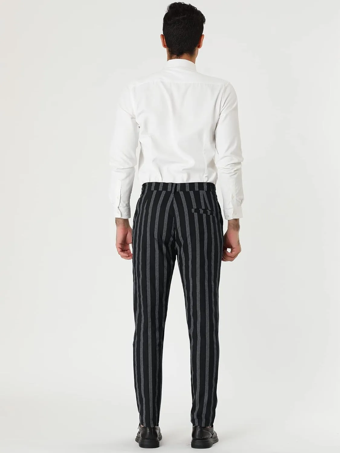 Lars Amadeus Men's Casual Striped Dress Pants Slim Fit Flat Front Contrast Color Skinny Trousers