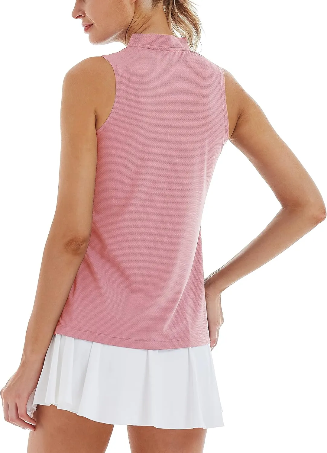 LastFor1 Women's Golf Polo Sleeveless Shirt Zip-Up UPF 50  UV Protection Athletic Tops Slim Fit Quick Dry Lightweight